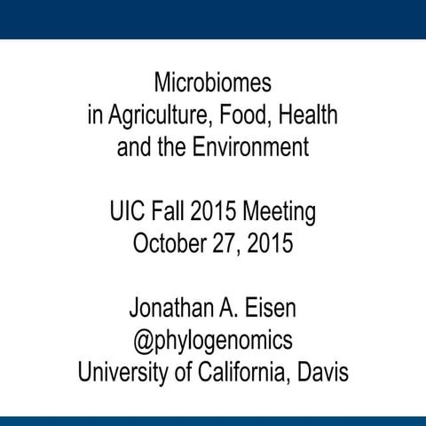Microbiomes in Agriculture, Food, Health and the Environment