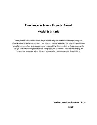Excellence In School Projects Award Model & Criteria 