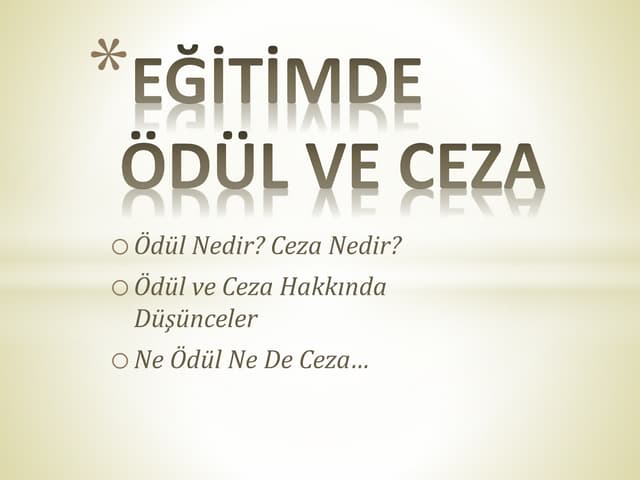 Eğitimde ödül ve ceza