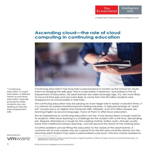Ascending cloud: The role of cloud computing in continuing education