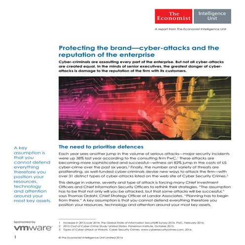 Protecting the brand—cyber-attacks and the reputation of the enterprise 