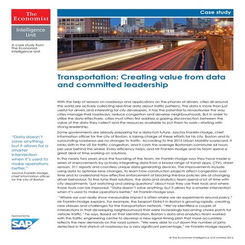 Transportation: Creating value from data and committed leadership