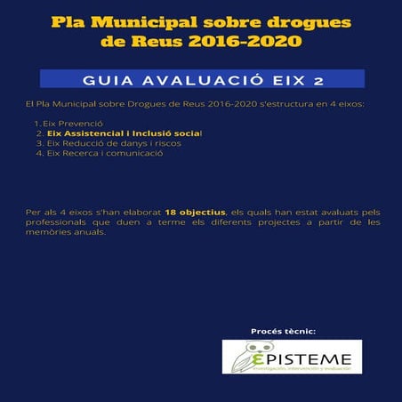 Avaluació Eix 2 PMSDR 2016 2020