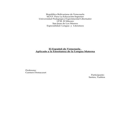 Trabajo de el español de venezuela