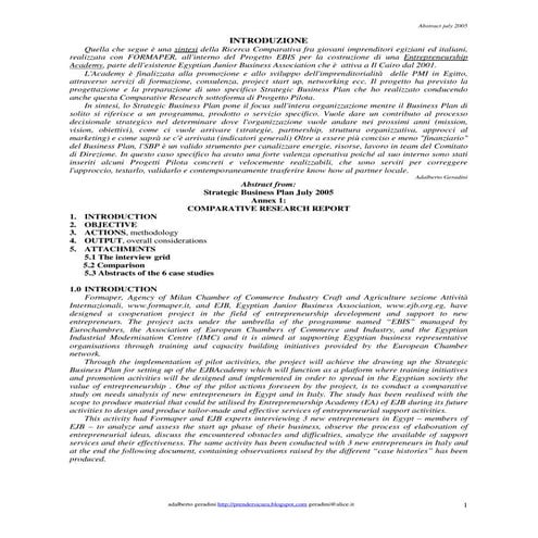 Italia ed Egitto: un caso di Business Plan strategico