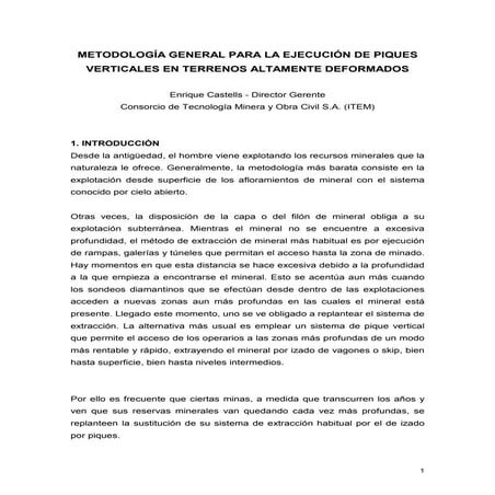 Ejecución de piques verticales