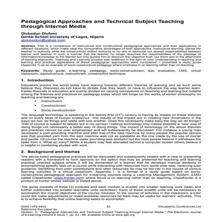 Constructivist, Instructivist and Socio-Constructivist views of teaching tech...