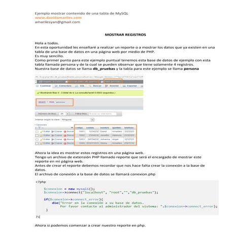 Ejemplo de mostrar datos (Sin paginación)