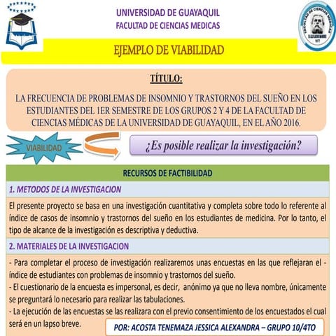 Ejemplo DE VIABILIDAD DE LA INVESTIGACION