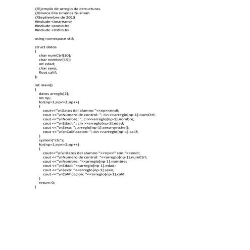Arreglo de estructuras