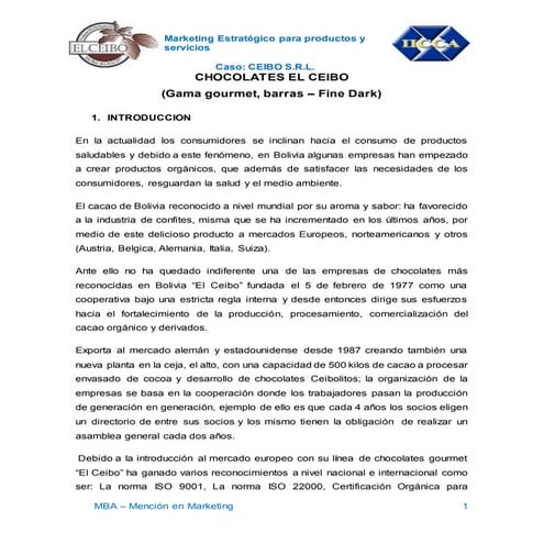 Ejemplo chocolates ceibo