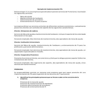 Ejemplo de implementación itil