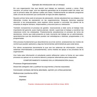 Ejemplo de introducción de un ensayo