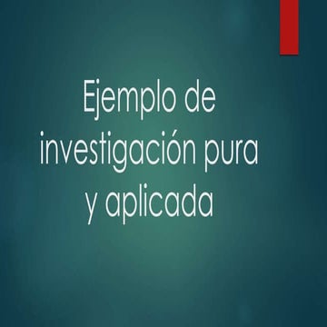 Ejemplo de investigación pura y aplicada