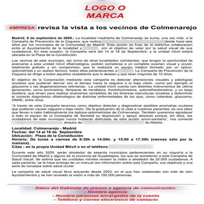 Ejemplo de nota de prensa básica