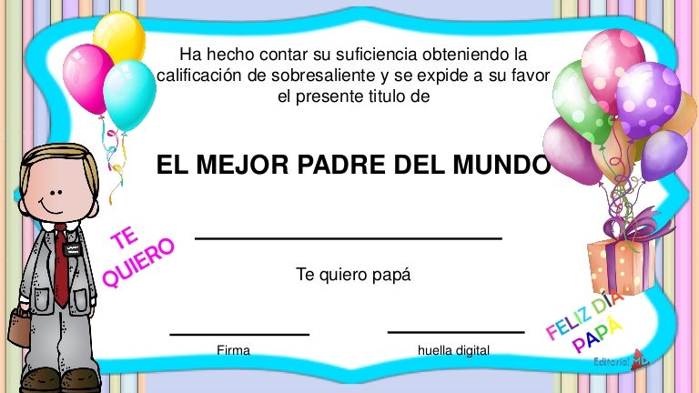 ejemplo diplomas para el día del padre ejemplo de diploma