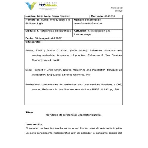 Ejemplo ensayo profesional