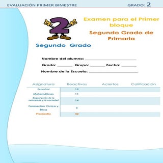 Ejemplo examen 2° grado