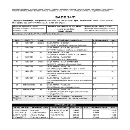 Ejemplo plan de rodaje