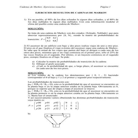 Ejemplos de cadenas de markov