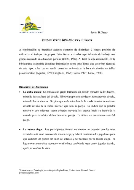 Ejemplos de dinamicas y juegos