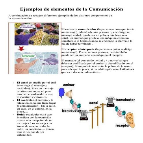 Ejemplos de elementos de la comunicación | PDF