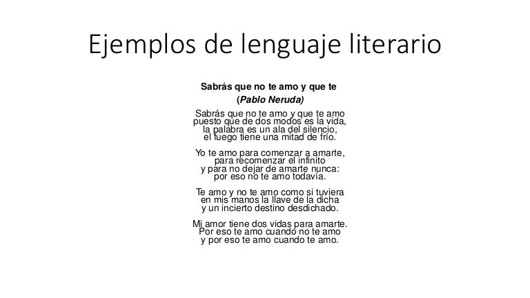 Ejemplos de lenguaje literario