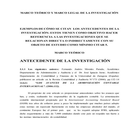 Ejemplos del marco teorico, antecedentes y marco legal de la investigacion