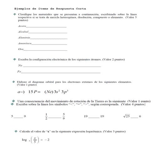 Ejemplos de tipos de items todos