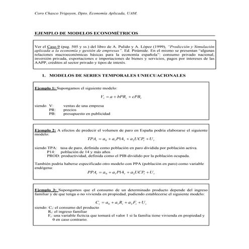 Ejemplos modelos econometricos