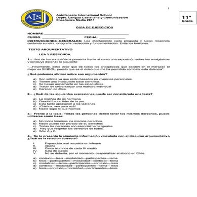 Ejercicios argumentación