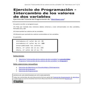 Ejercicio - Intercambio de los valo...