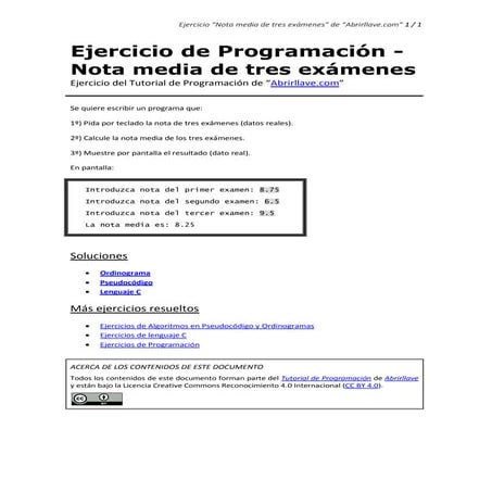 Ejercicio - Nota media de tres exámenes