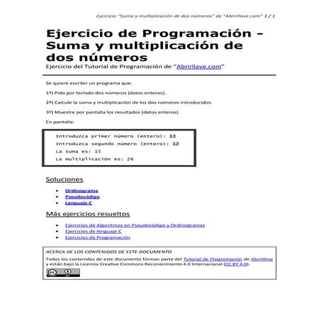 Ejercicio - Suma y multiplicación de dos números