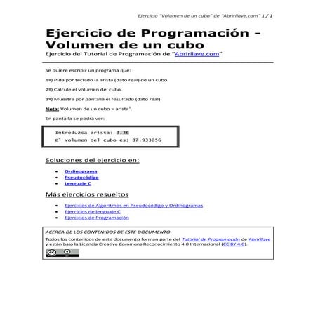 Ejercicio - Volumen de un cubo