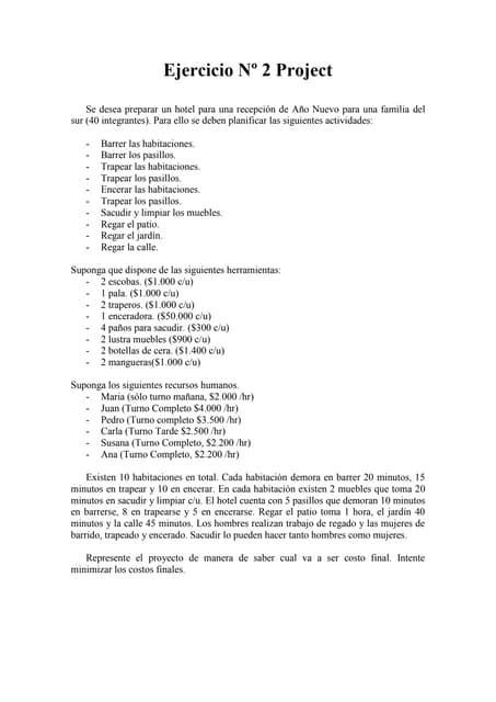 Ejercicios de microsoft project | PDF
