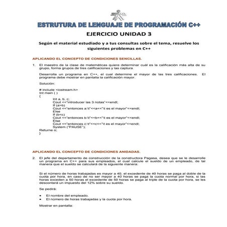Guia de Ejercicios Fundamentos de Programacion | PDF