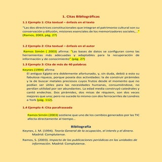 Citas bibliográficas - Ejercicio