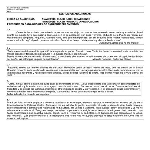 Ejercicio de anacronias