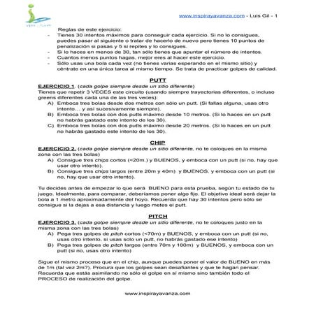 Ejercicio de golf para putt y juego corto