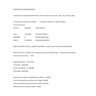 Ejercicio de los incoterms