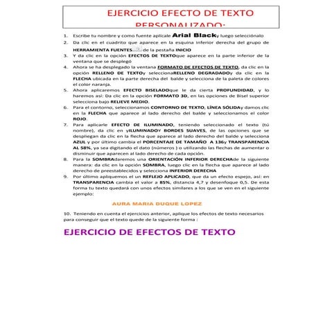 Ejercicio efecto de texto personalizado