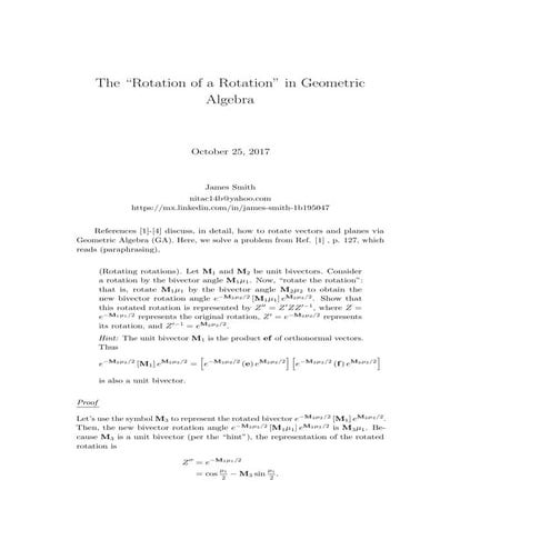 "Rotation of a Rotation" via Geometric (Clifford) Algebra