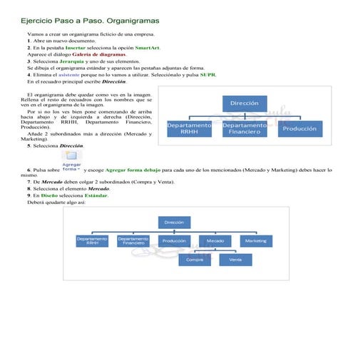Ejercicio paso a paso  - organigramas y diagramas en Word