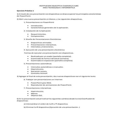 Ejercicio práctico power point no. 1 | PDF