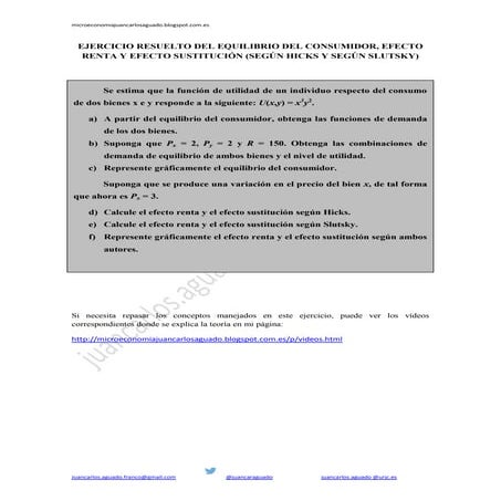 Ejercicio resuelto del equilibrio del consumidor