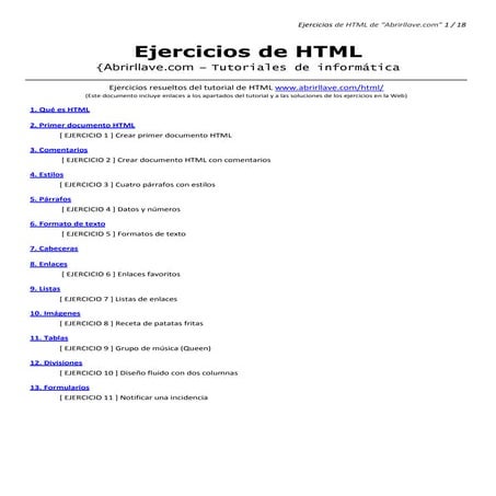 Ejercicios de HTML