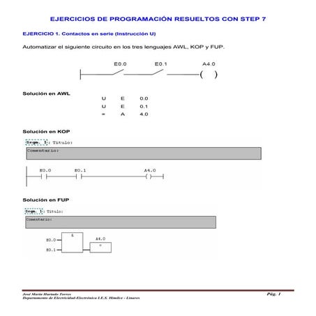 PLC: Ejercicios de programación resueltos con step-7