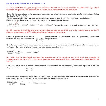 Hoja De Trabajo Práctica Sobre La Ley De Los Gases Ideales Ejercicios