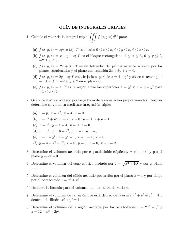 Ejercicios14 Ciii 110 Integrales Triples